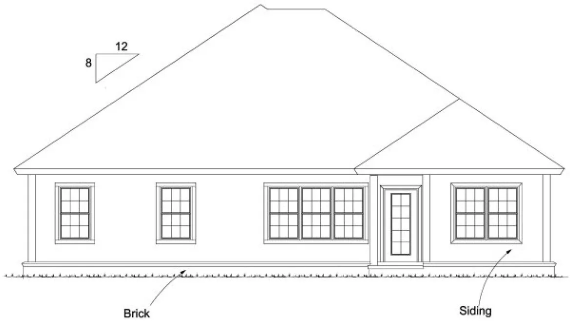 Rear Elevation for House Plan #249071