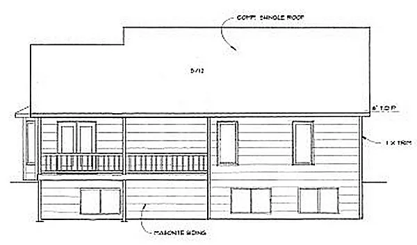 Rear Elevation for House Plan #359221