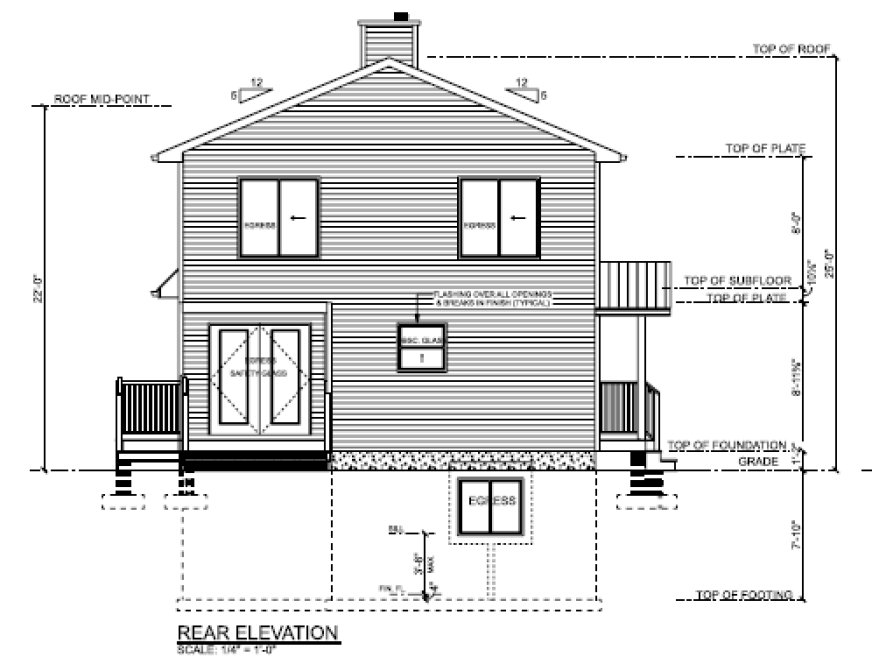 Rear Elevation for House Plan #203212