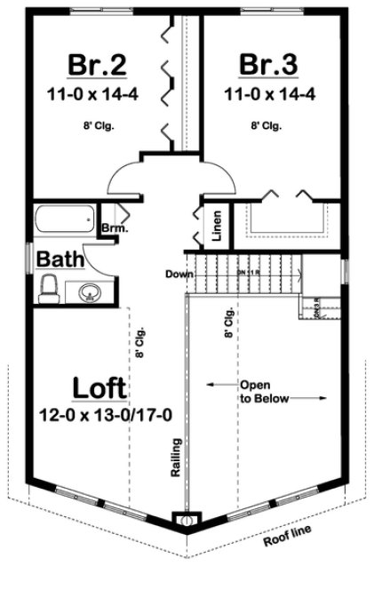 Second Floor Plan for House Plan #203212
