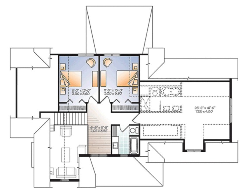 Second Floor Plan for House Plan #147053