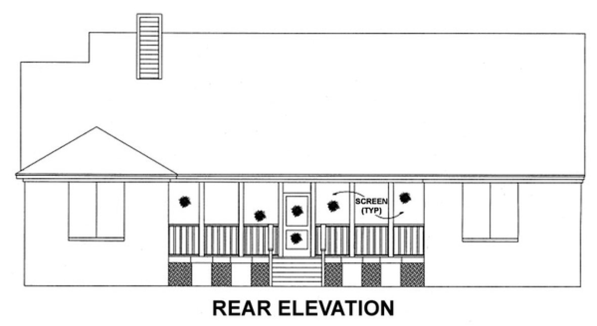 Rear Elevation for House Plan #865412