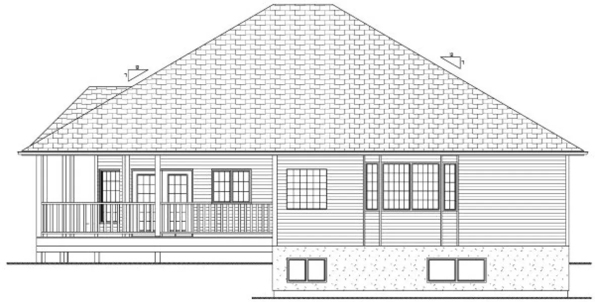 Rear Elevation for House Plan #203012