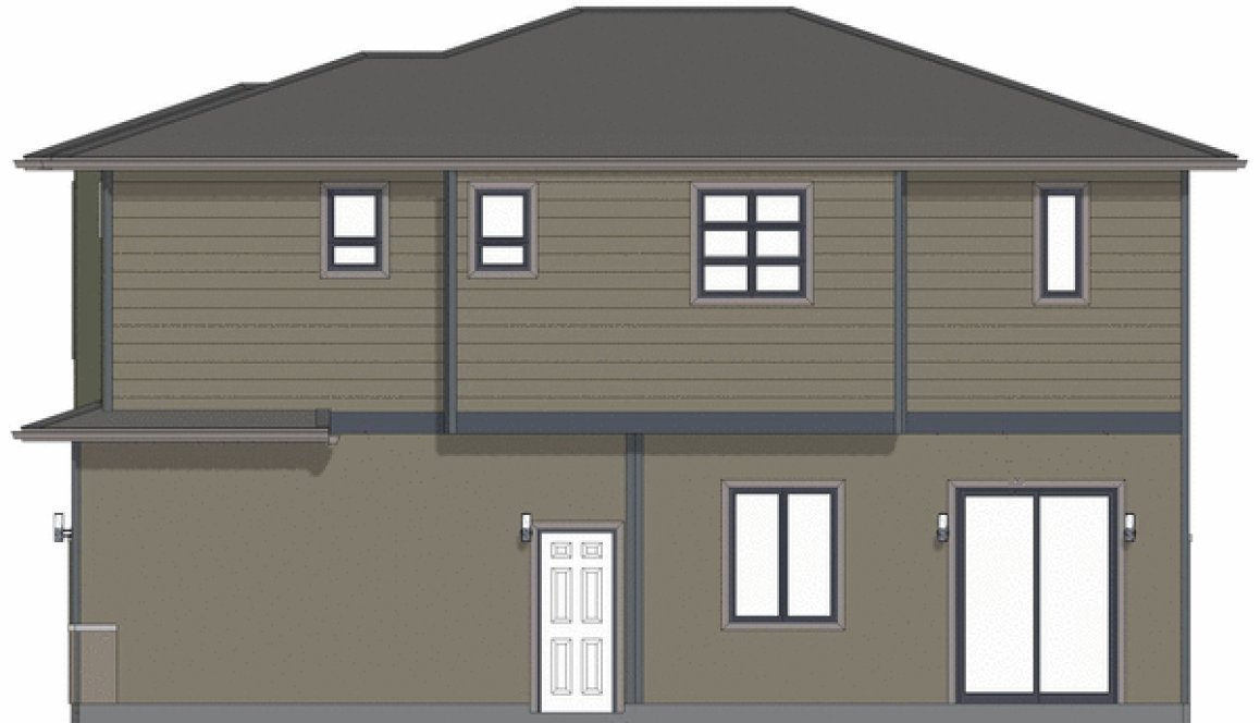 Rear Elevation for House Plan #203009