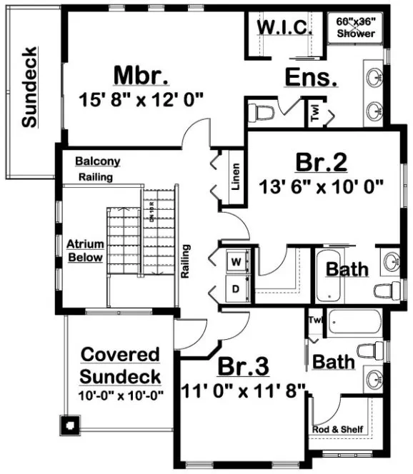 Second Floor Plan for House Plan #203009