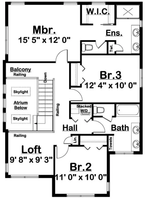 Second Floor Plan for House Plan #203014