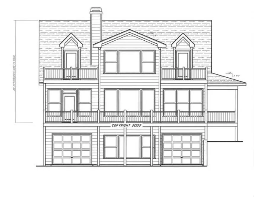 Left Elevation for House Plan #121281