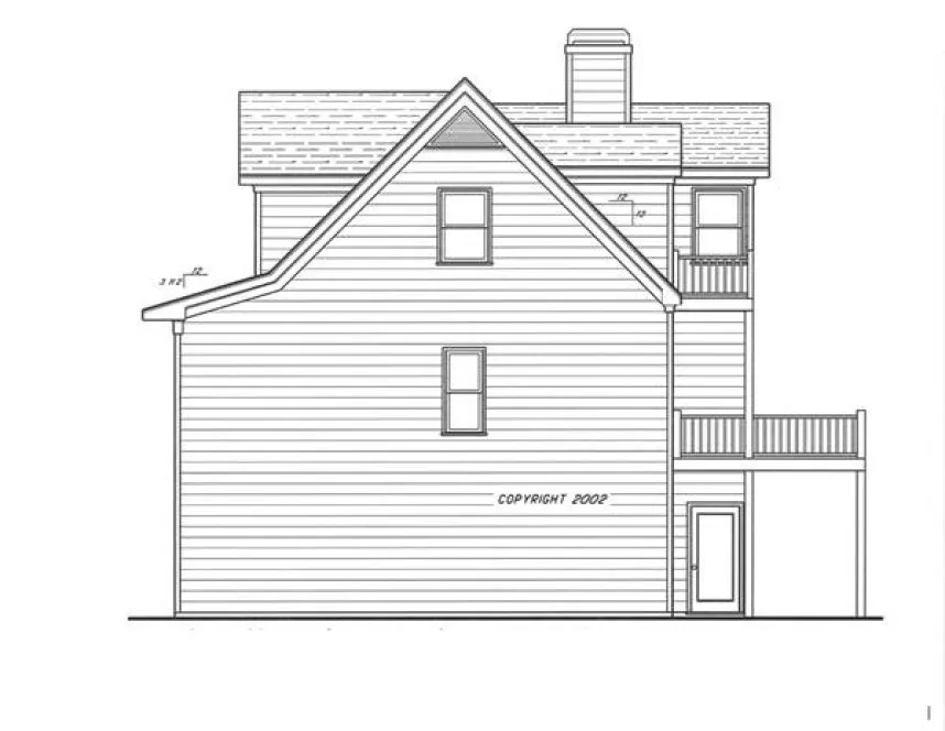 Rear Elevation for House Plan #121281