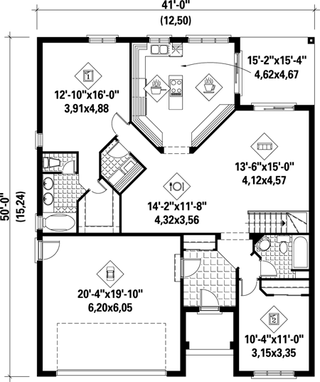 Main Floor Plan for House Plan #178241