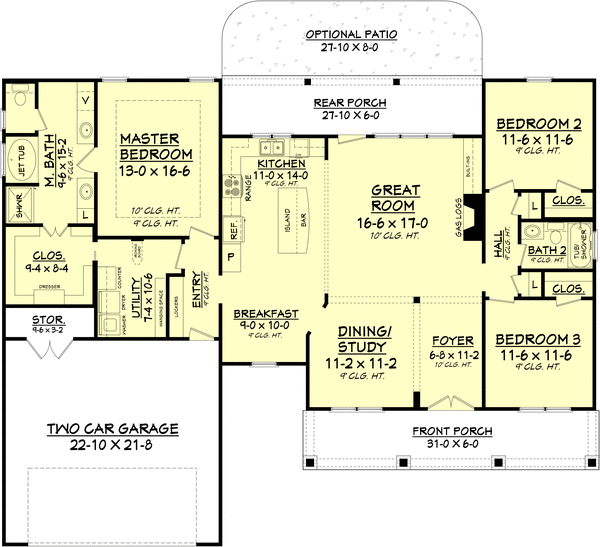 Main Floor Plan for House Plan #304381