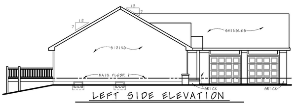 Left Elevation for House Plan #157381