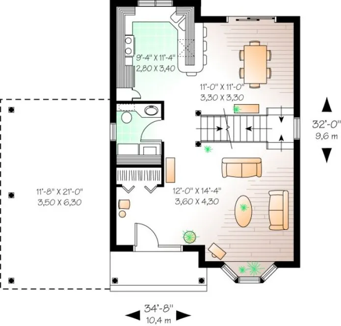 Main Floor Plan for House Plan #142572