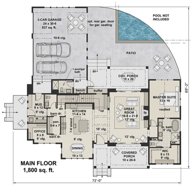 Main Floor Plan for House Plan #286882