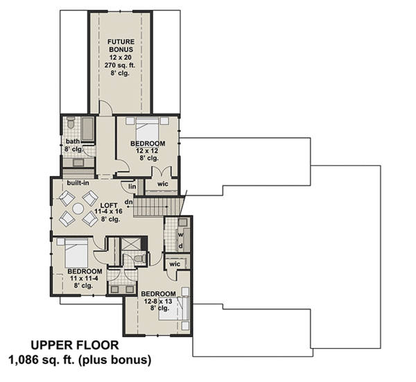 Second Floor Plan for House Plan #286882