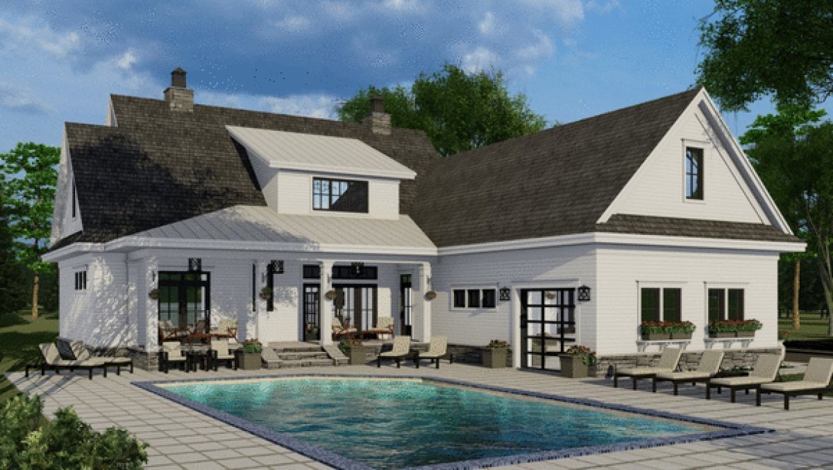 Rear Elevation for House Plan #283192