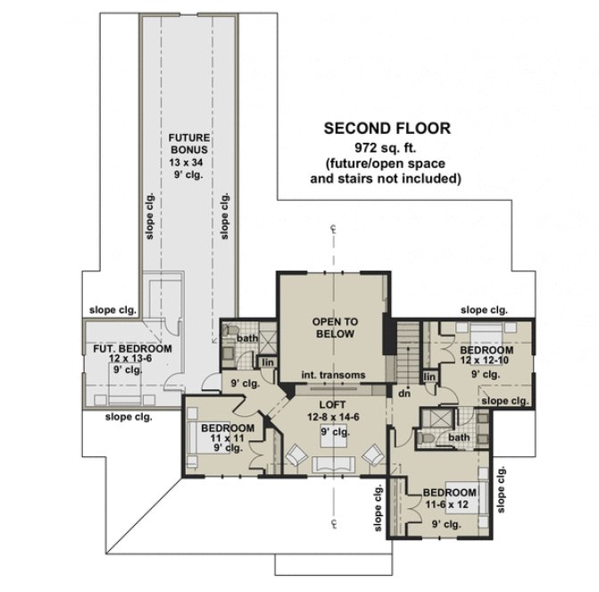 Second Floor Plan for House Plan #283192