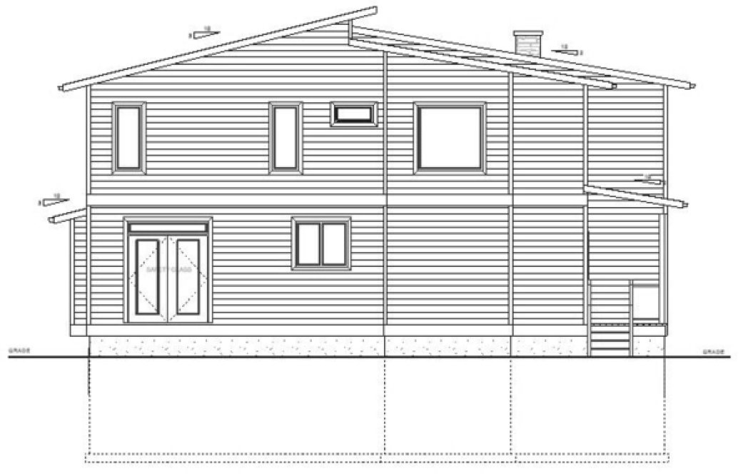 Rear Elevation for House Plan #203011