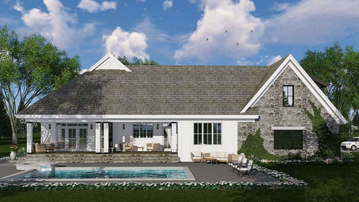 Rear Elevation for House Plan #283842