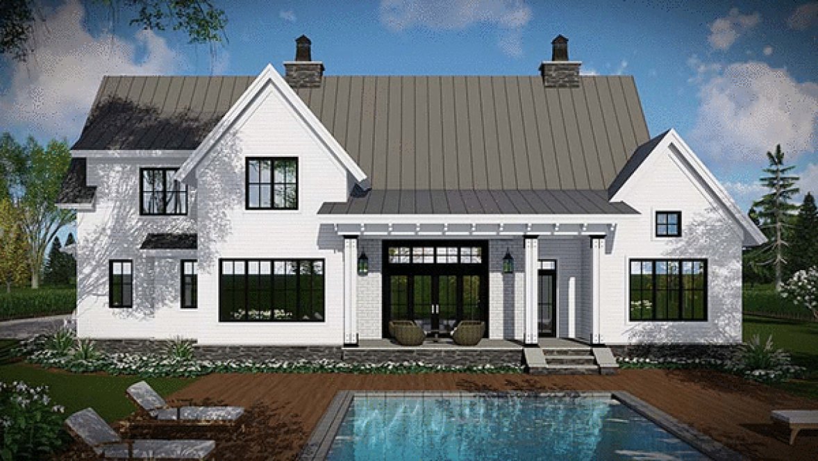 Rear Elevation for House Plan #288252