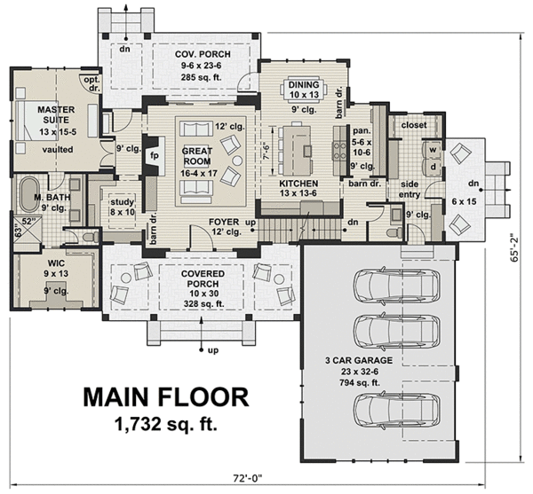 Main Floor Plan for House Plan #288252