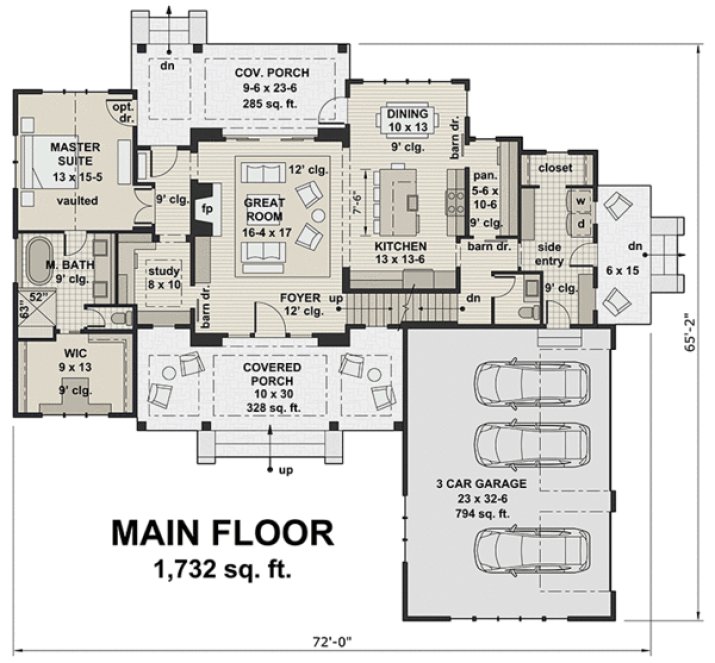 Main Floor Plan for House Plan #288252