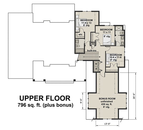 Second Floor Plan for House Plan #288252