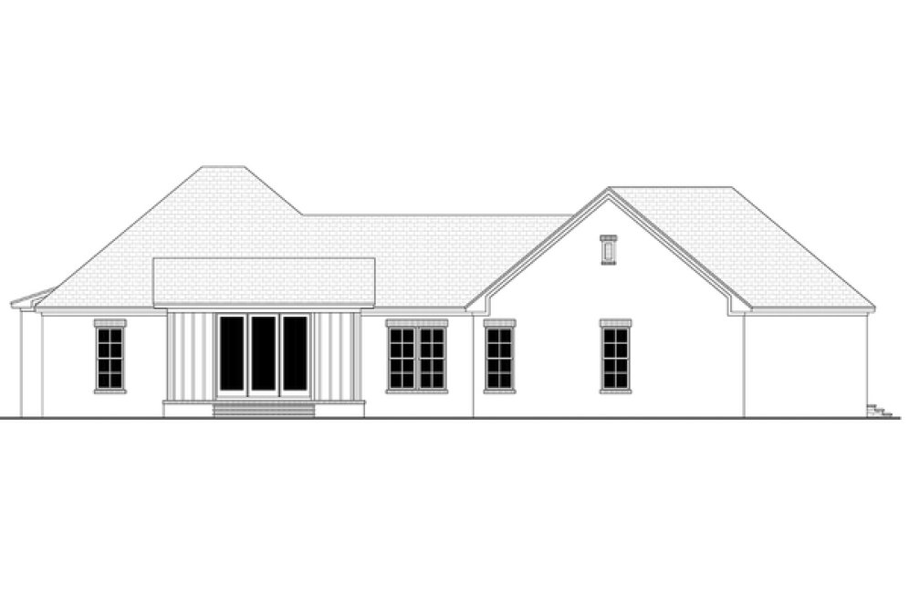 Rear Elevation for House Plan #302002