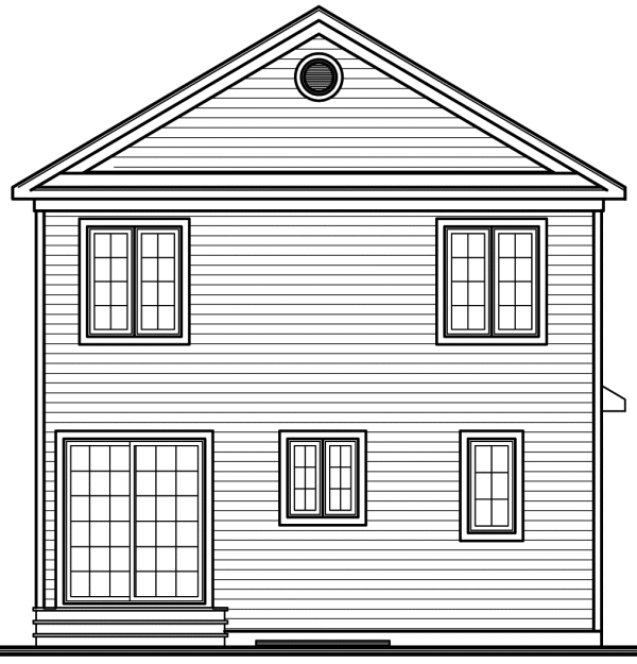 Rear Elevation for House Plan #140972