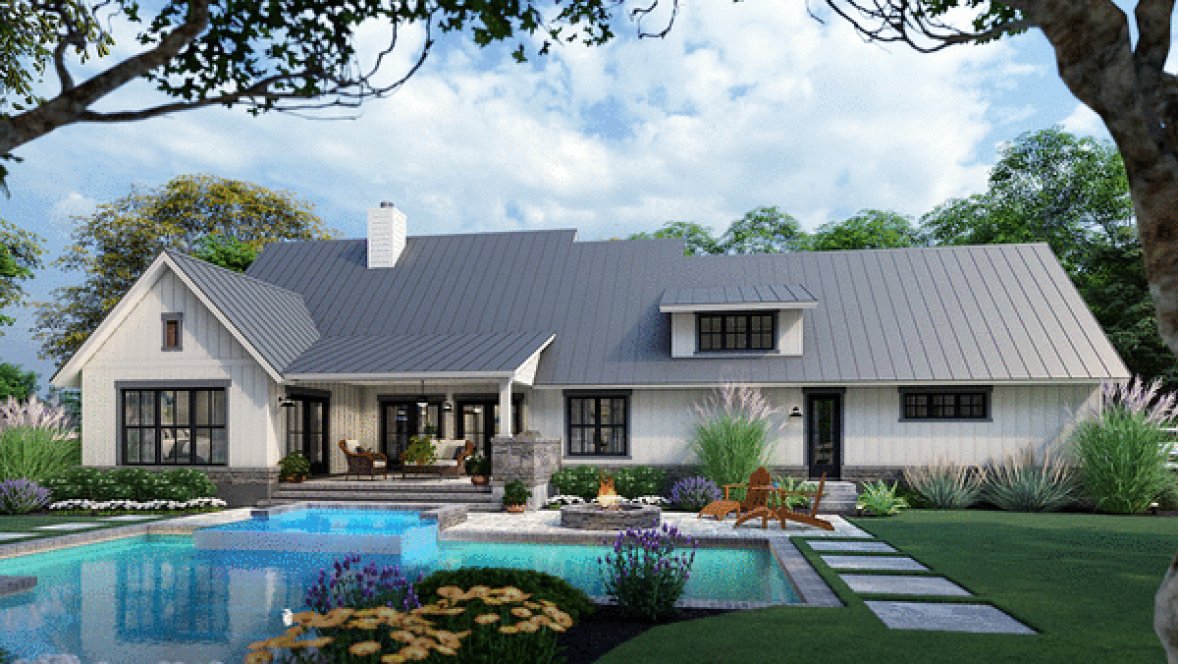 Rear Elevation for House Plan #642471