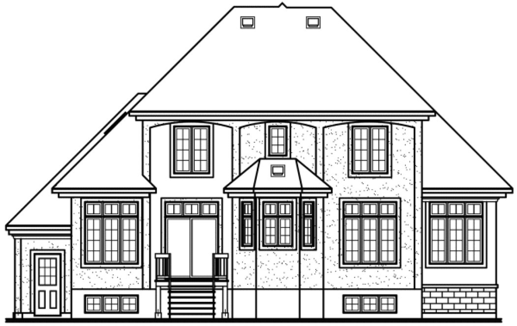 Rear Elevation for House Plan #145082