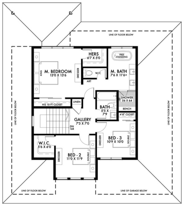 Second Floor Plan for House Plan #593912