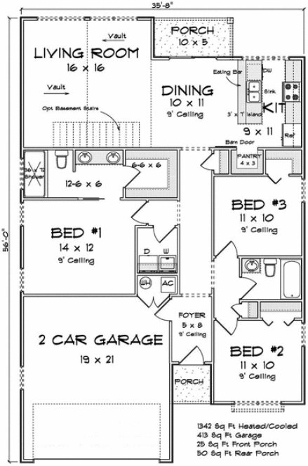 Main Floor Plan for House Plan #242431