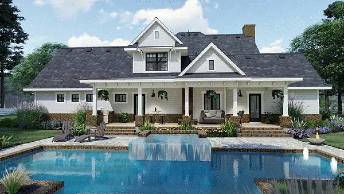 Rear Elevation for House Plan #644122