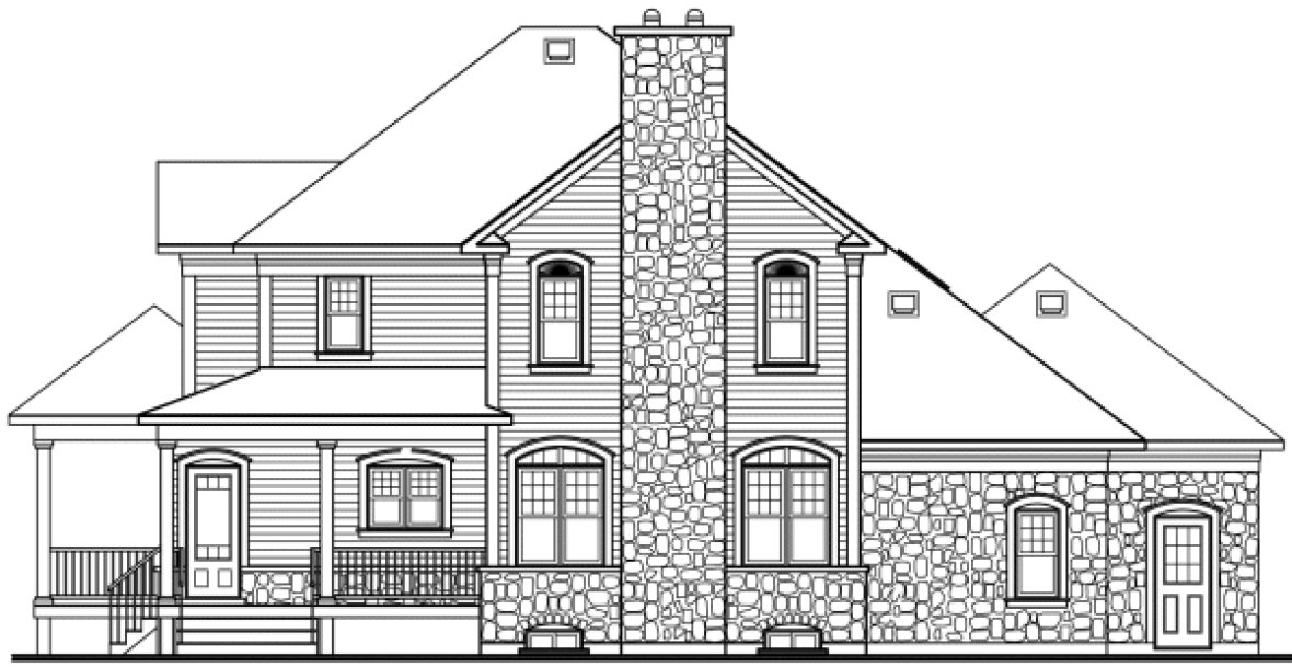 Rear Elevation for House Plan #149282