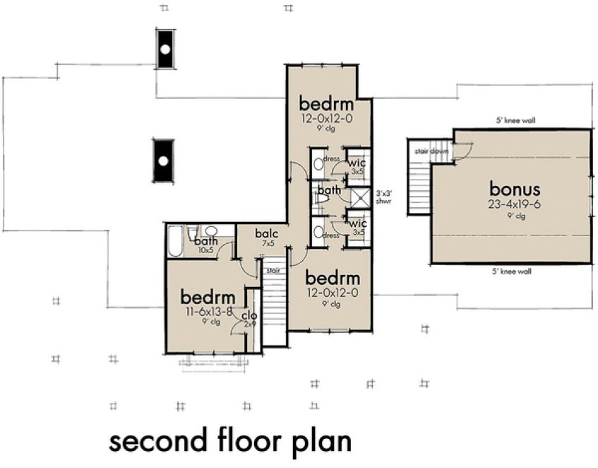 Second Floor Plan for House Plan #649282