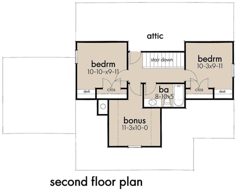 Second Floor Plan for House Plan #642031