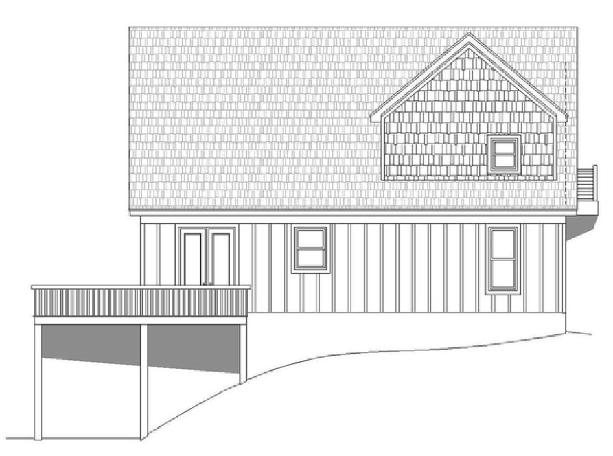 Rear Elevation for House Plan #696371