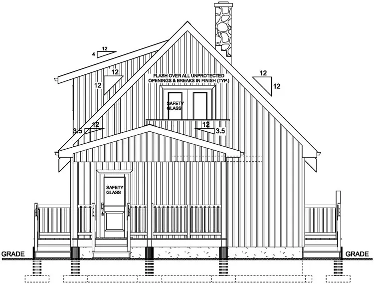 Rear Elevation for House Plan #202045