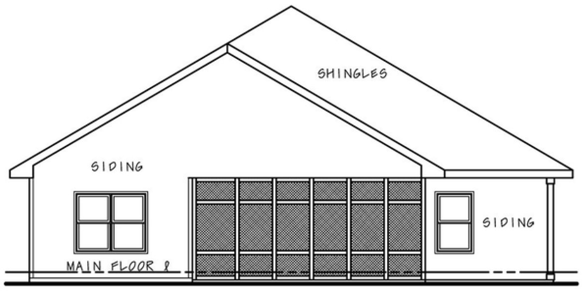 Rear Elevation for House Plan #159161