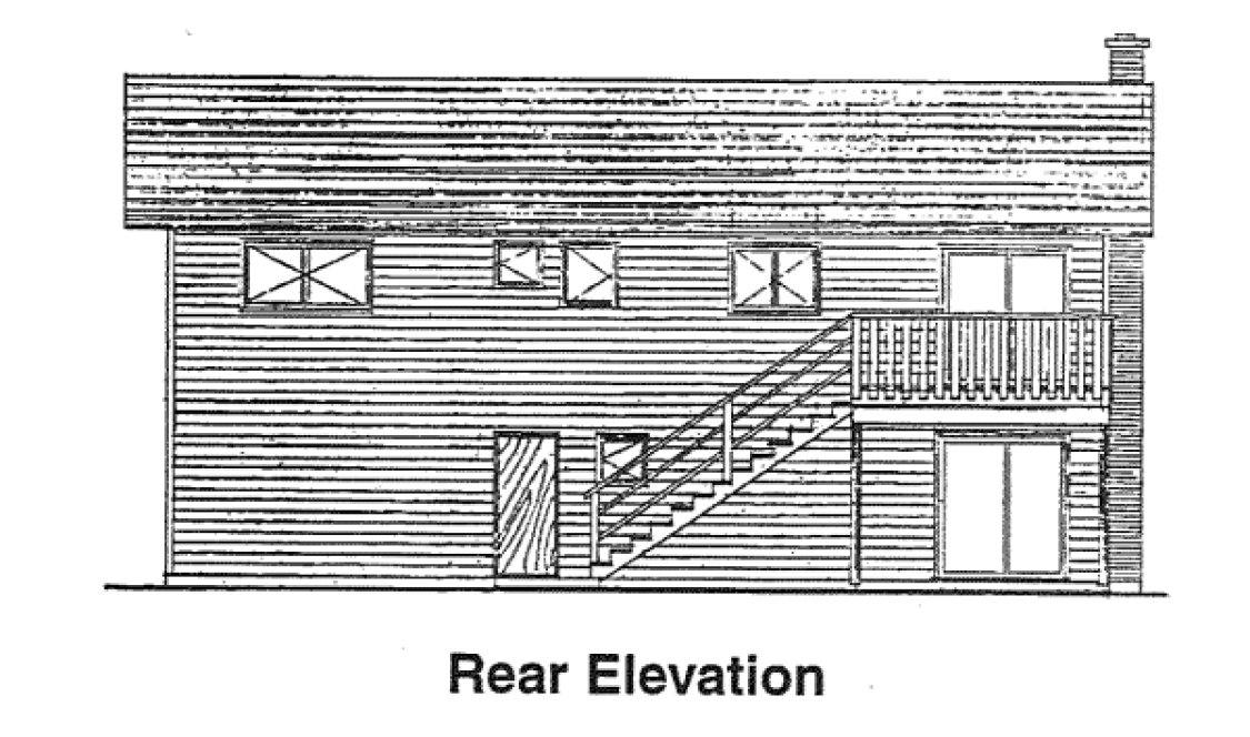 Rear Elevation for House Plan #222125