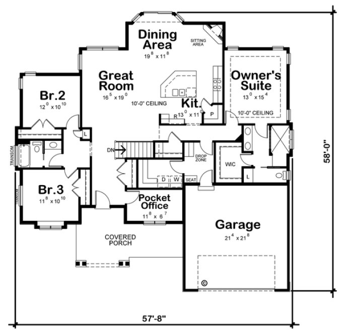 Main Floor Plan for House Plan #155291
