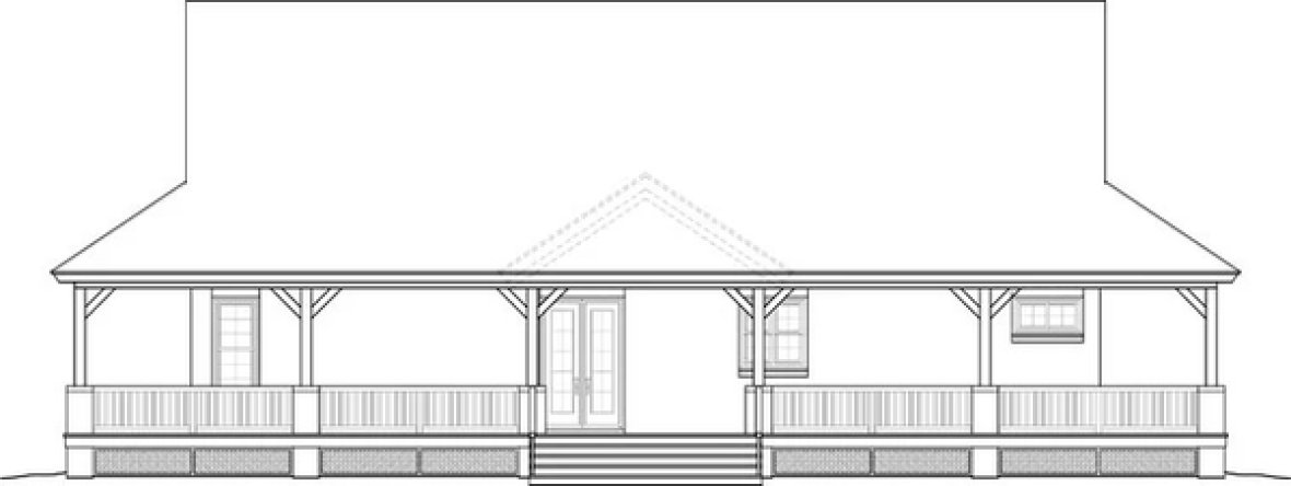 Rear Elevation for House Plan #491091