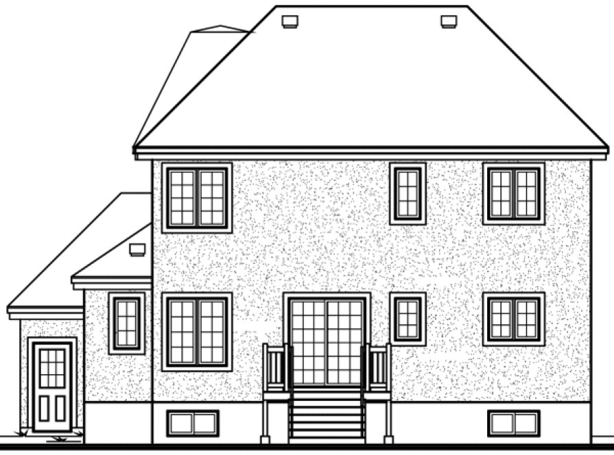 Rear Elevation for House Plan #145382