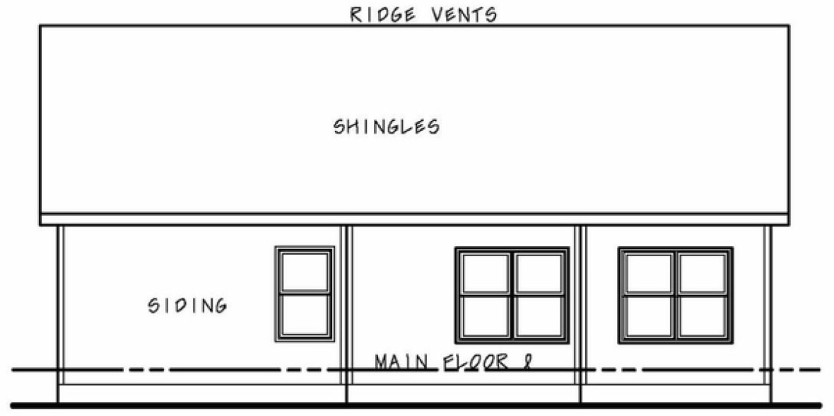 Rear Elevation for House Plan #156711