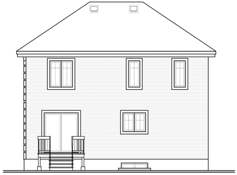 Rear Elevation for House Plan #141482