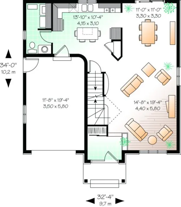Main Floor Plan for House Plan #141482