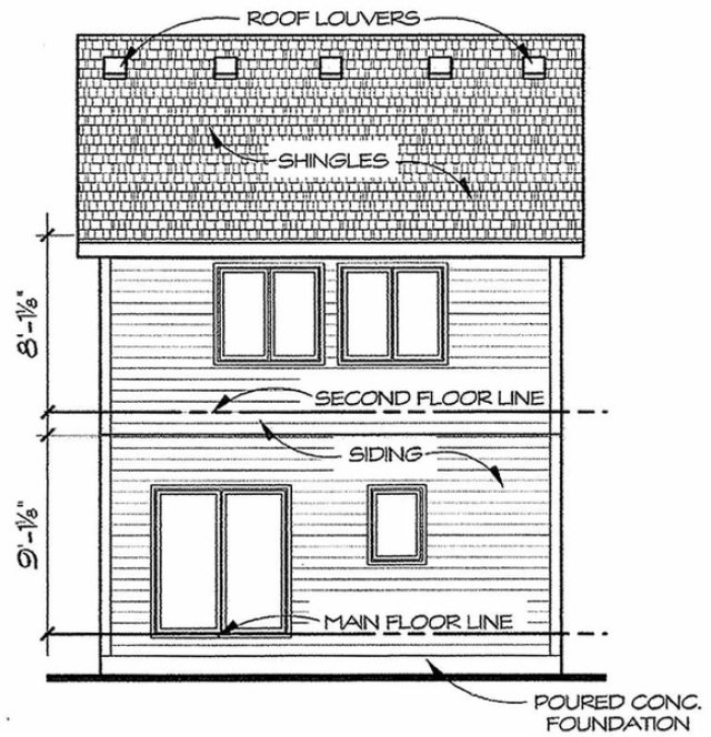 Rear Elevation for House Plan #157921