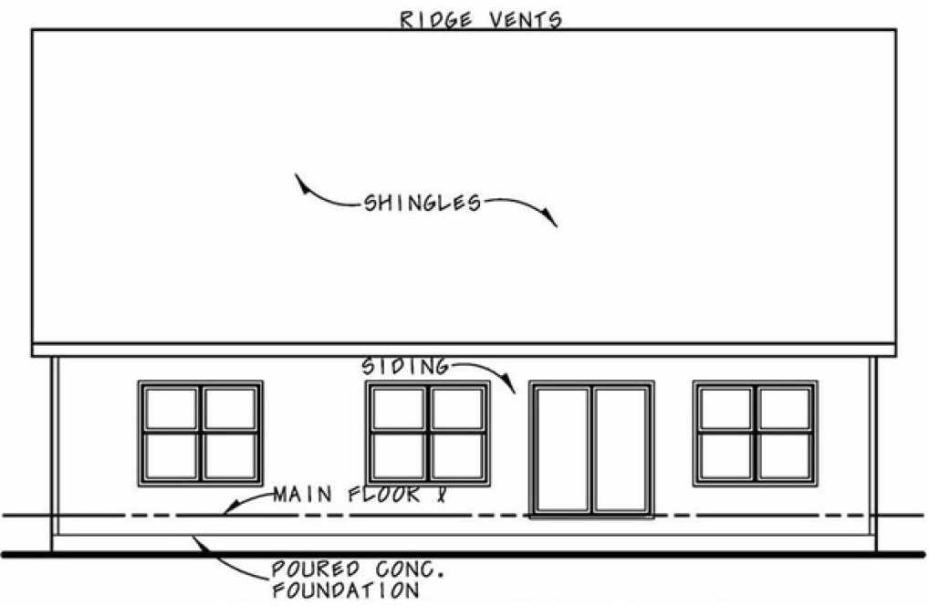 Rear Elevation for House Plan #154112