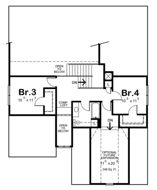 Second Floor Plan for House Plan #154112