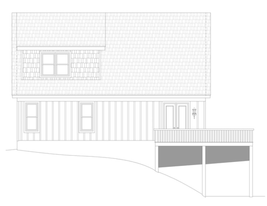 Rear Elevation for House Plan #690771